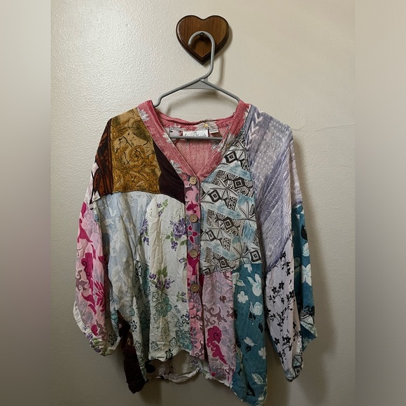 Sacred Threads boho patchwork kimono cardigan - Picture 1 of 4